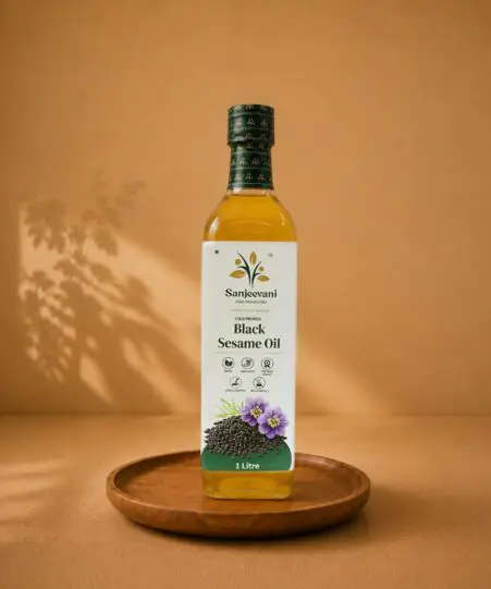 Black sesame Oil Glass Bottle