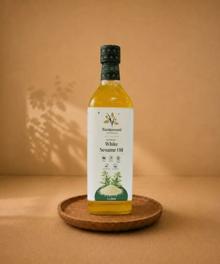 White Sesame Oil Glass Bottle