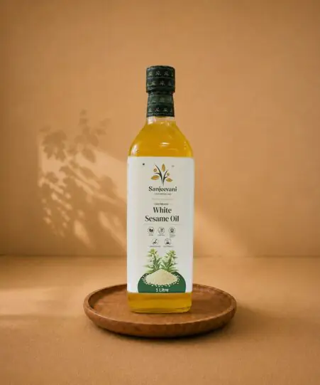 White Sesame Oil Glass Bottle