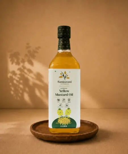 Yellow Mustard Oil Glass Bottle