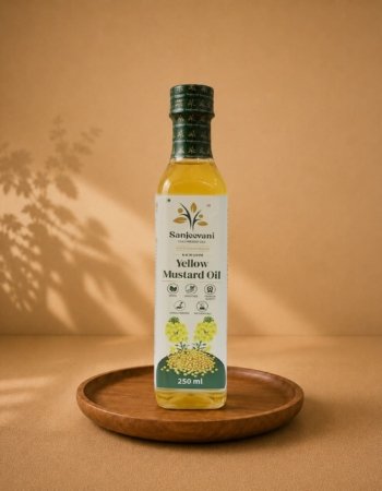 Yellow Mustard Oil Glass Bottle (250 ML)