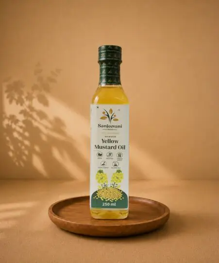 Yellow Mustard Oil Glass Bottle (250 ML)