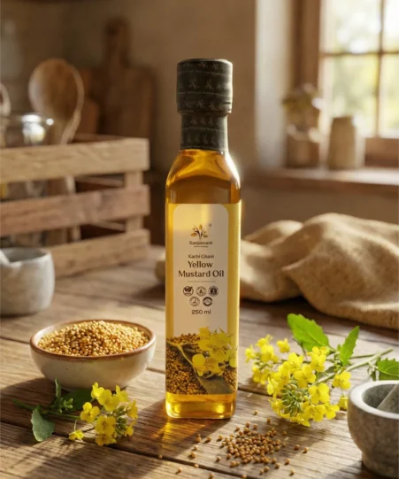 Yellow Mustard Oil Glass Bottle (250 ML)